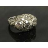 An Art Deco platinum diamond ring,
