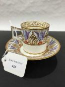A Derby porcelain teacup and saucer, late eighteenth century,