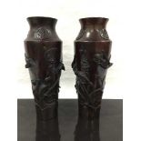 A pair of late nineteenth/early twentieth century Japanese bronze vases,
