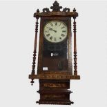 A nineteenth century rosewood and marquetry 8 day wall clock.
