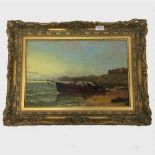 Stuart Henry Bell : Whitburn cobbles, oil on canvas, signed, dated 1894, 29 cm x 44 cm, framed.