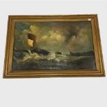 A. Montague : Dutch river mouth, oil on canvas, signed, dated 1870, 73 cm x 118 cm, framed.