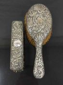 A silver backed dressing table brush, Birmingham 1888, length 25cm,