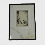 Eileen Alice Soper : The Stray, etching, signed in pencil, with margins, 20 cm x 14 cm, framed.