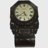 A nineteenth century inlaid rosewood wall timepiece, single fusee chain driven movement.