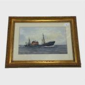 George Wiseman : The fishing boat "Princess Royal", watercolour and bodycolour, signed, dated 1952,
