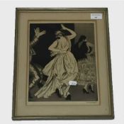 Dame Laura Knight : View of Spanish Dancers, drypoint etching with aquatint, signed in pencil,