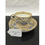 A Derby porcelain teacup and saucer, late eighteenth century,