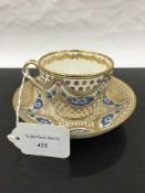 A Derby porcelain teacup and saucer, late eighteenth century,