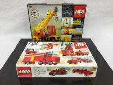 Four Lego sets, all relating to construction, numbers 722, 733, 855 and 7814, all parts boxed.