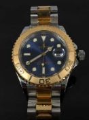 A Gentleman's Rolex Yachtmaster Oyster Perpetual wrist watch, with blue dial,