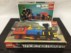 Four Lego sets, all relating to trains, numbers C148, 171, D396 and 7822, all parts boxed.