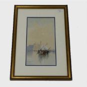 Frank Henry Mason : Venetian scene, watercolour, signed, 35 cm x 19 cm, framed.