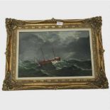 John W. Parsons : N.A.B. Lightship, oil on canvas, signed, 29 cm x 44 cm, framed.
