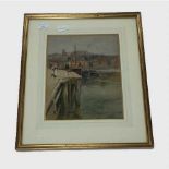 Robert Jobling : Whitby, watercolour, signed, 30 cm x 23 cm, framed.