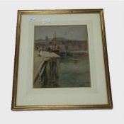 Robert Jobling : Whitby, watercolour, signed, 30 cm x 23 cm, framed.