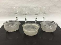 A set of four early twentieth century good quality etched wine glasses, height 19.