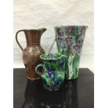 A large Dartington polychrome pottery jug, height 31cm,
