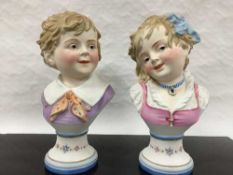 A pair of German porcelain busts, Richard Eckert and Co, circa 1900,