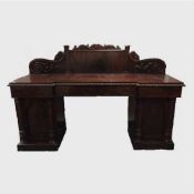 A Victorian mahogany pedestal sideboard, width 217 cm.