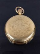 An 18ct gold full hunter Karrusel pocket watch by S Smith and Son, 9 Strand London,