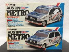 Two Corgi Austin Metro Motorsport radio controlled model cars, numbered M5900, both parts boxed.