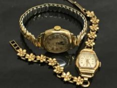 A 9ct gold Lady's wrist watch with Omega movement on expansion strap together with a 9ct all gold