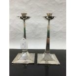 A pair of Arts and Crafts Electro-Plated Candlesticks, James Dixon and Sons,