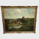 John Falconar Slater : Warkworth Castle, oil on canvas, signed, 100 cm x 125 cm, framed.