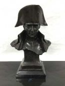 A cast bronze bust of Napoleon on marble base, height 36cm.