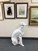 An Italian glazed terracotta figure - Deer hound, height 95 cm.