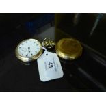 Gilt moon pocket watch together with one other.