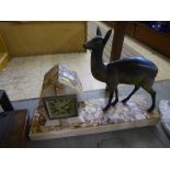 Marble Art Deco mantel clock with figure of a deer