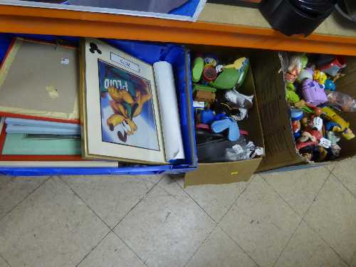 Three boxes of Disney toys and memorabilia