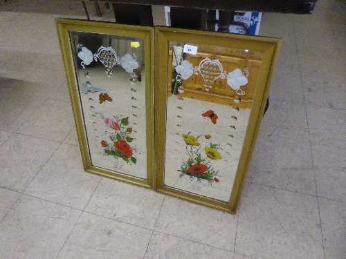 Three Edwardian hand painted mirrors