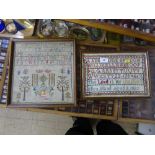 Late nineteenth century framed sampler together with one other similar (2)