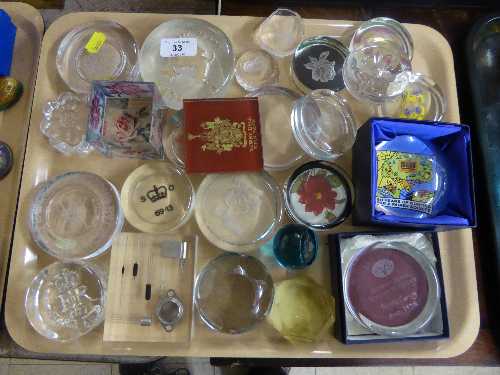 Tray of clear glass paperweights - The woman's Royal Voluntary service,