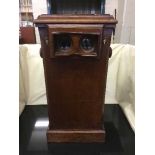 A Victorian mahogany stereoscope viewing box, with internal carousel and approximately 120 + slides.