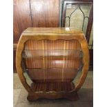 A walnut Art Deco style display cabinet