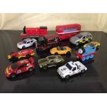 A box of assorted die cast vehicles