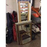 A beech framed cheval mirror, mirror on teak board,