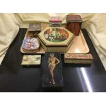 Two trays of vintage tins