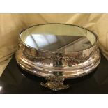 An impressive early 20th century silver plated mirrored wedding cake stand in box