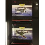 Five boxed Corgi the aviation archives planes including Mosquito, Spit fire,