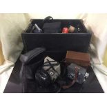 A box of assorted cameras - Kodak, cine camera, Sony digital camera,