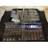 A tray of British and copper coins - six pences, thrupennies,