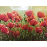 Large contemporary framed pictures - poppy field and one other print