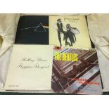 A box of LP records - The Beatles, The Rolling Stones, Jimi Hendrix, Led Zeppelin,