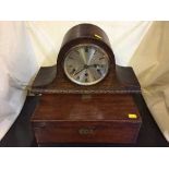 A Victorian mahogany writing box and an oak mantel clock