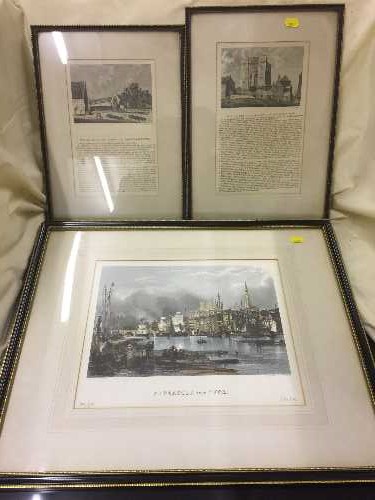 A gilt framed colour engraving - Newcastle upon Tyne signed in pencil John Gross No.
